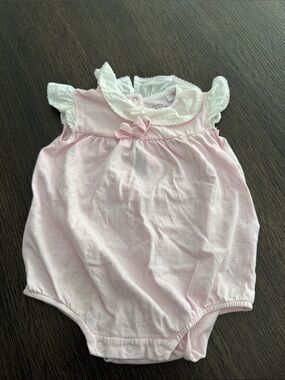 Pink Sleeveless Baby One-Piece with Ruffle Collar